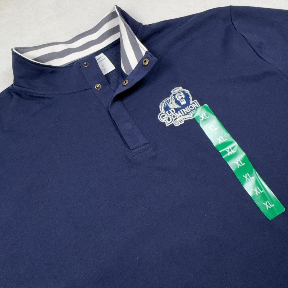 Old Dominion Big Blue Champion Long Sleeve 1/4 Snap Men XL Blue Embroidered NWT